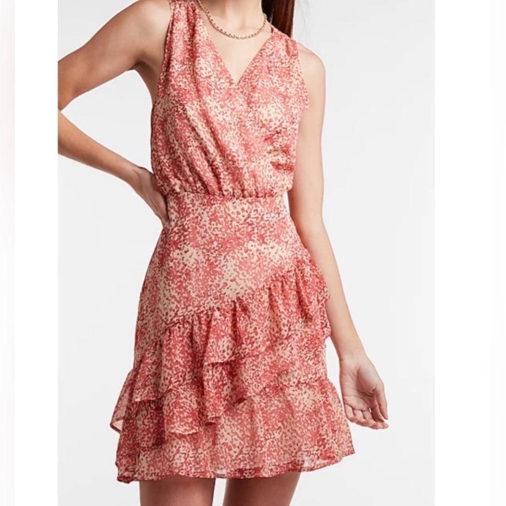 Express Paisley Ruffle Wrap Front Dress - Picture 5 of 16